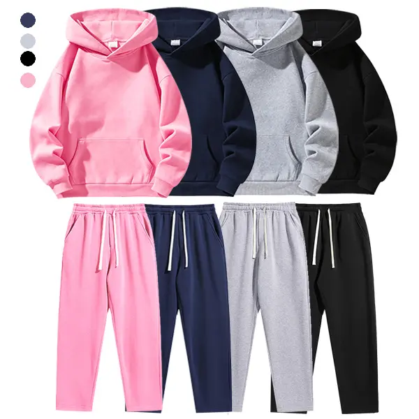 Men’s two-piece athletic set, casual long-sleeve hoodie tracksuit with straight-leg sports pants, loose fit, suitable for everyday wear, activewear/fitness set, autumn streetwear set.