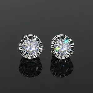 HELLOICE [Unisex]Moissanite Stud Earrings [CNC Jewellery Desgin] Earrings D Color VVS1 Clarity Solitaire Synthetic Moissanite Earrings Gift