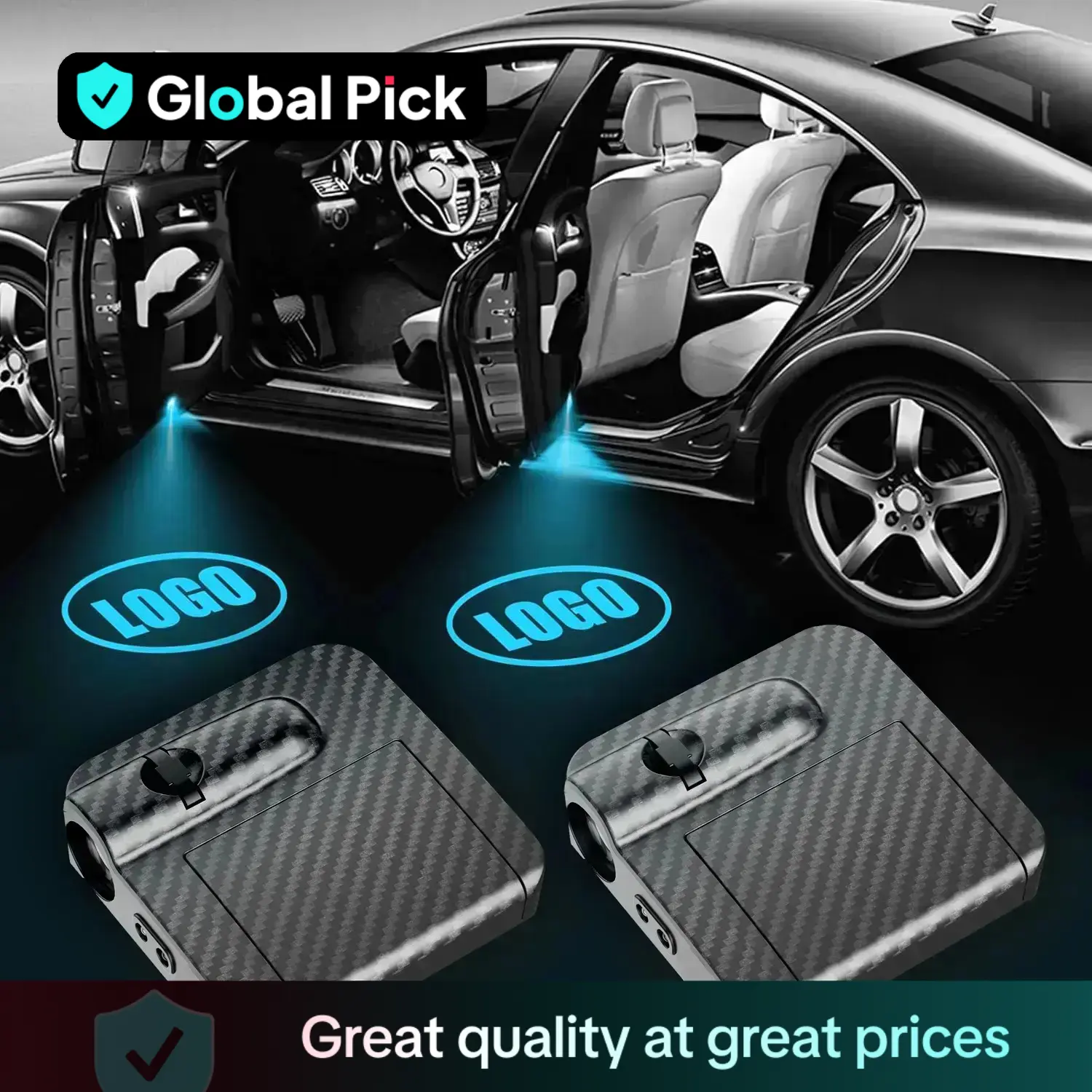 Car Door Lights, Door Lights Logo Projector, Door Welcome Light, LED Projector Car Door Welcome Light, Personalized Door Projection Light with Logo, L