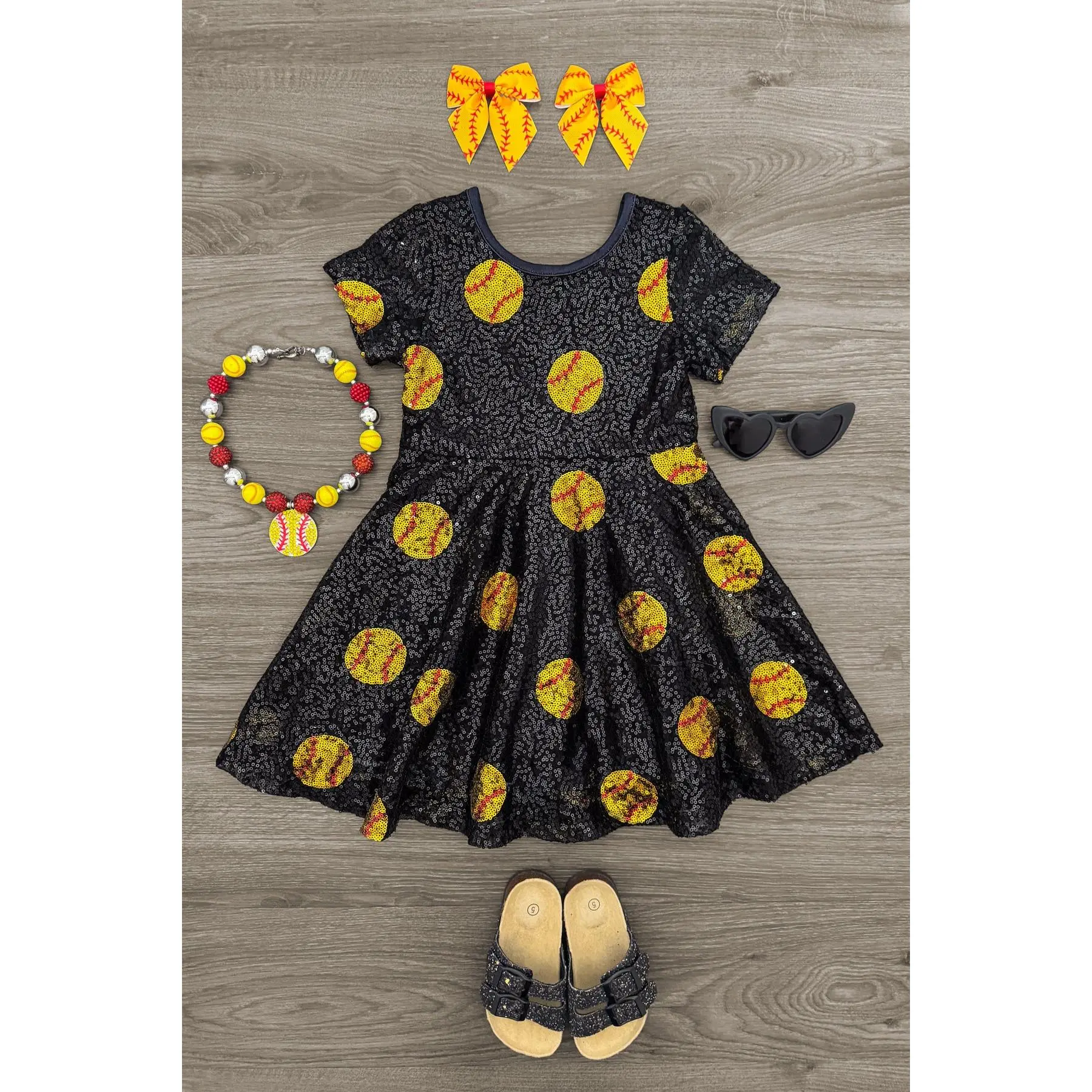 Black Sequin Softball Dress