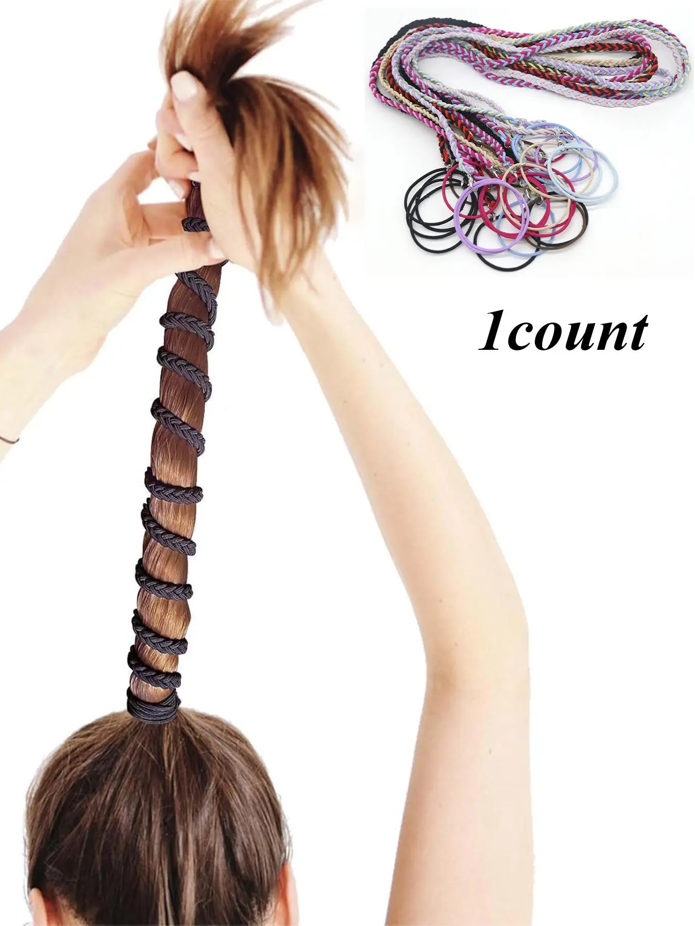 Colorblock Braided Hair Tie, High Stretch Hair Tie, Elastic Tie Band, Fashion Hair Accessories for Women & Girls, Minimalist Headwear Suitable for Thick Hair, Braid Hairstyles, Ponytail Hairstyle, Elastic Hair Accessory, Fashionable Hair Accessories