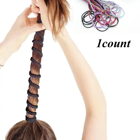 Colorblock Braided Hair Tie, High Stretch Hair Tie, Elastic Tie Band, Fashion Hair Accessories for Women & Girls, Minimalist Headwear Suitable for Thick Hair, Braid Hairstyles, Ponytail Hairstyle, Elastic Hair Accessory, Fashionable Hair Accessories