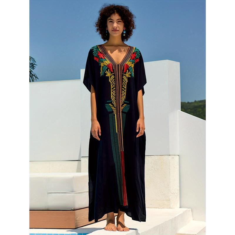 Moroccan Kaftan Dresses For Women Plus Size Caftans Loungewear Embroidered Beach Kaftan Cover Up Mumu House Dress