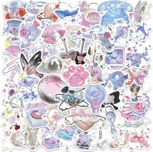 Aesthetic Stickers Preppy Stickers for Girls Women, Asverbet 50PCS Y2k Stickers for Scrapbook Journaling Water Bottles Laptop Luggage, Waterproof Vinyl Cute Decals Crystal Stickers