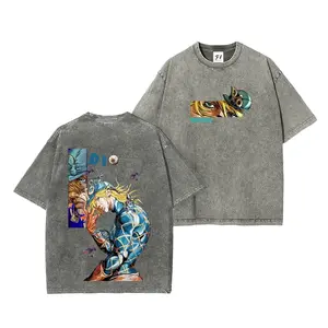 “Diego Brando”acid wash tee, also known as "DIO," from the manga *JoJo's Bizarre Adventure* Part 7: *Steel Ball Run* --Short Sleeve Cotton Unisex Retro wash Tee