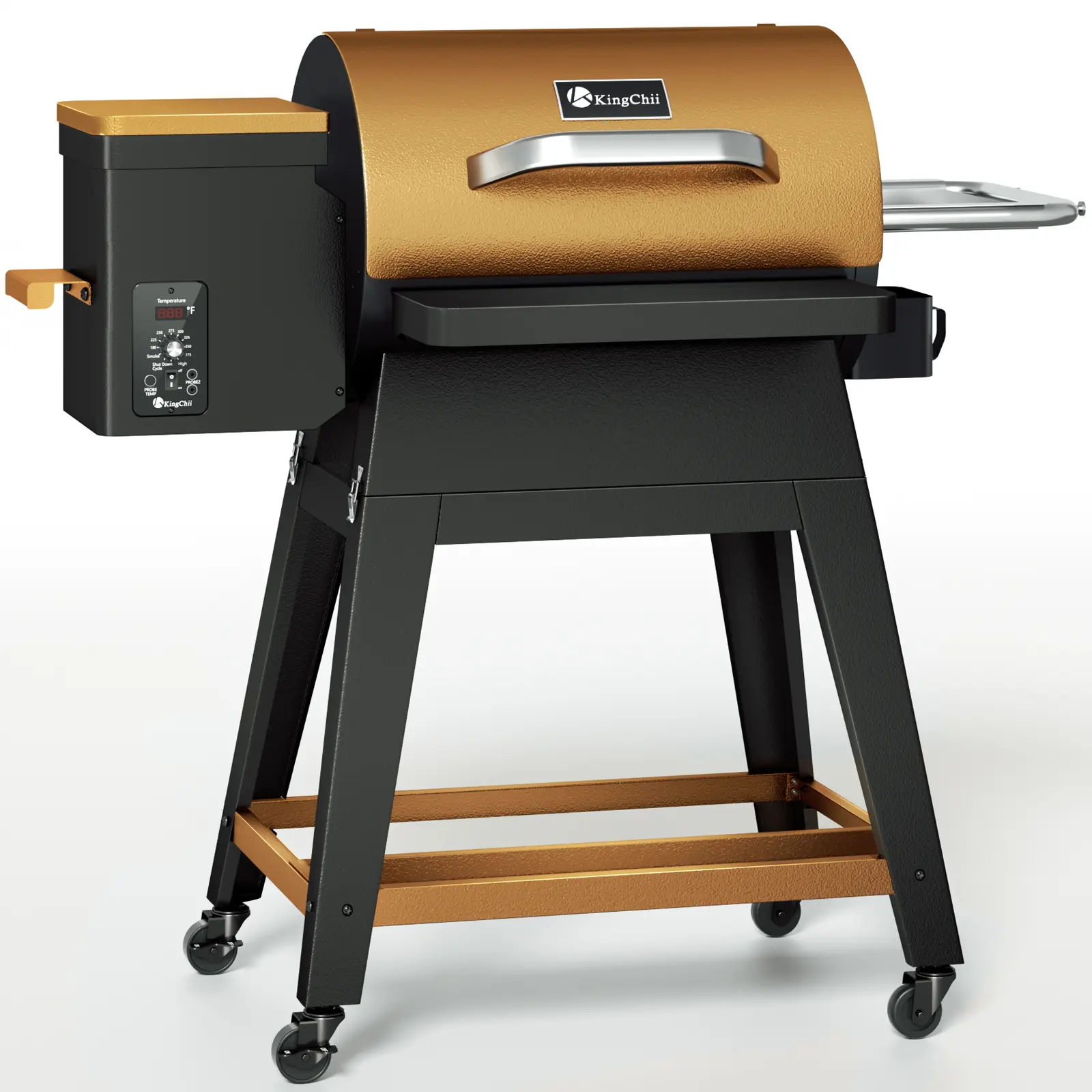 KingChii Wood Pellet Grill & Smoker, Electric Pellet Smoker Grill, 766 sq. in. Cooking Capacity, 18.3LB Hopper for Outdoor Patio Cooking Barbecue(Up to 500°F)-Bronze