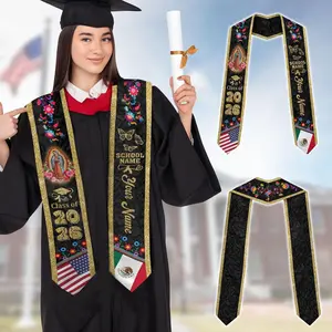 Custom Mexican Graduation Stole 2026, Personalized Name Graduation Sash with Mexican Flag, Hispanic Senior Stole, Class of 2026 Graduation Gift
