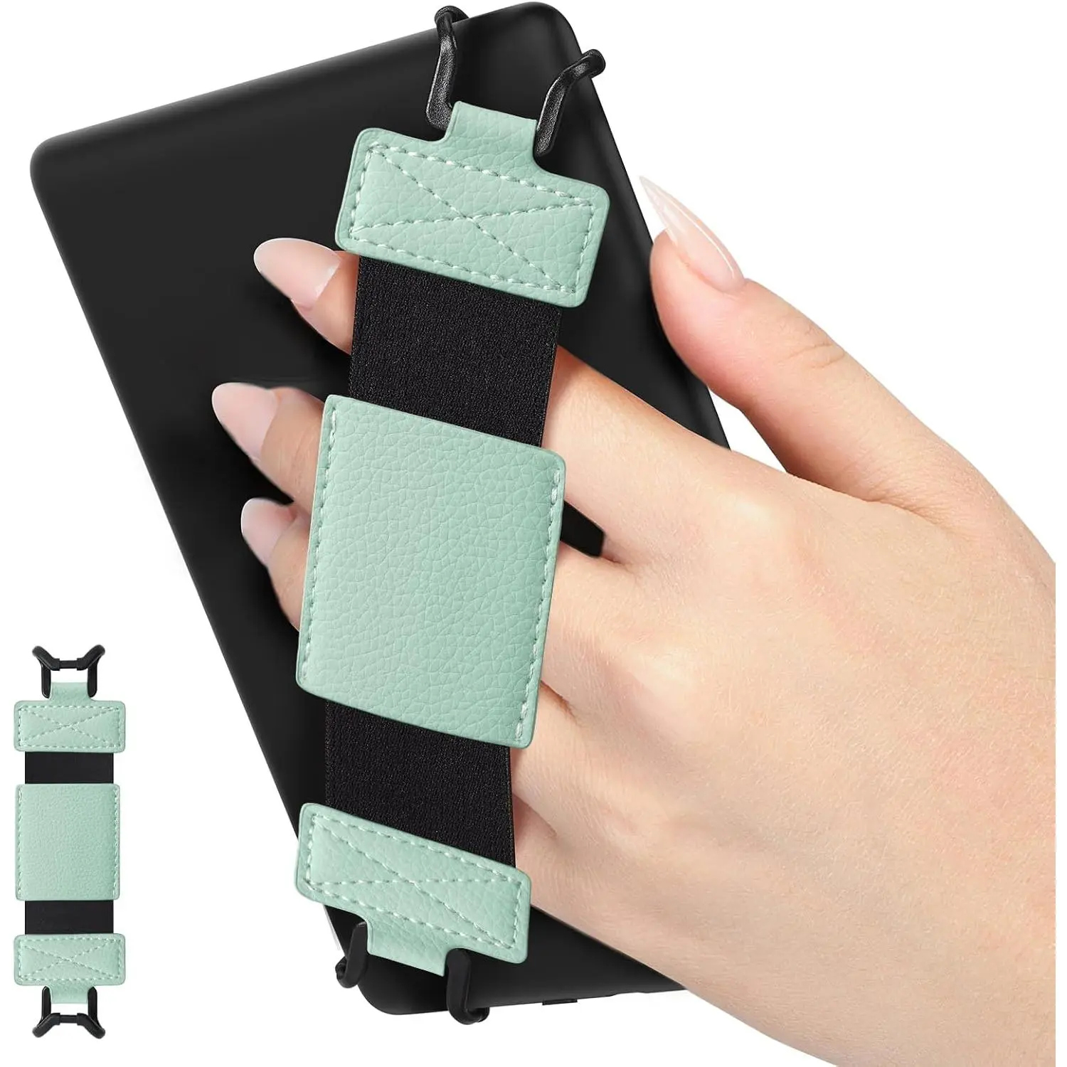 Soft Hand Strap for 6-8" Kindle eReaders Fire Tablet Kindle/Kobo/Voyaga/Lenovo Kindle E-Book Tablet,Black High-Elasticity Versatile Hand Strap Lightweight Finger Grip Holder,Lychee Tequila Green