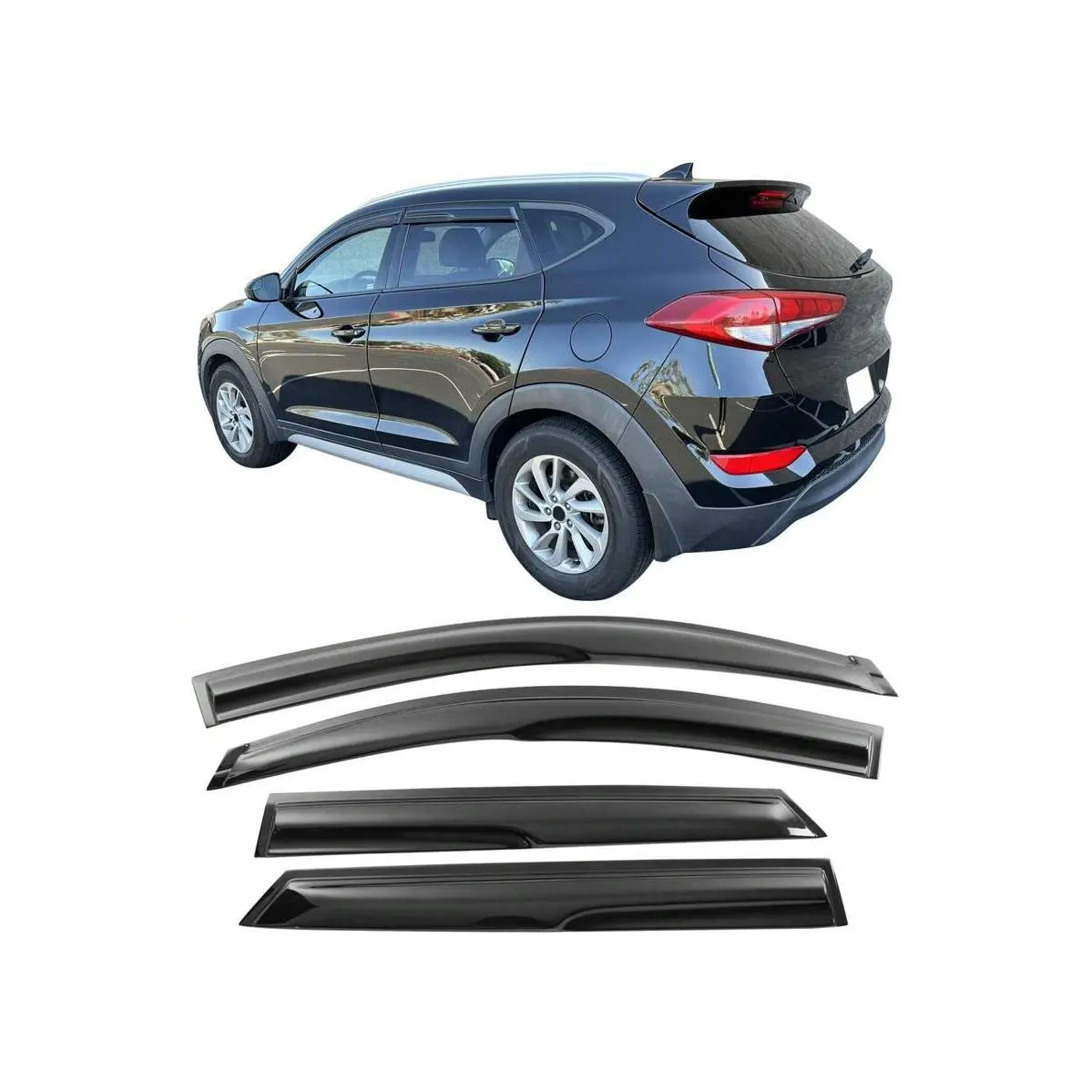 4PCS Window Visor For 2016-2021 Hyundais' Tucson, Acrylic Smoke Tinted & Semi-Transparent Sun Rain Shade Guard Wind Vent Air Deflector By 4PCS