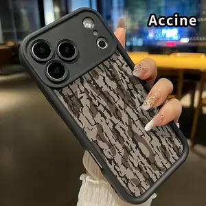 Case for iPhone 17 Pro Max 16 Plus 15 14 13 12 11 Air E Bark - inspired Camouflage Pattern Soft Matte TPU Armor Lens Protection Rugged Phone Back Cover for