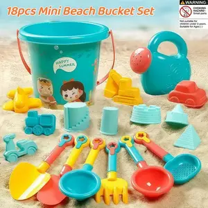 18pcs Kids Beach Toy Set, Includes Sand Bucket, Shovel, Beach Molds, Mesh Bag, Outdoor Summer Beach Toys foldable dog pool Light-Up Mermaid Bath LED Lighted Water Blaster Pistol electric air pump i go inflatable factory