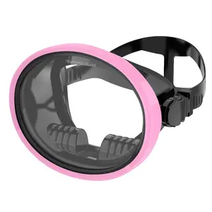 Oval Snorkel Mask / "Fisherman-style" Goggles — Classic Retro Style, Panoramic Wide View — Adult-sized Swimming Goggles with Tempered Glass Lenses
