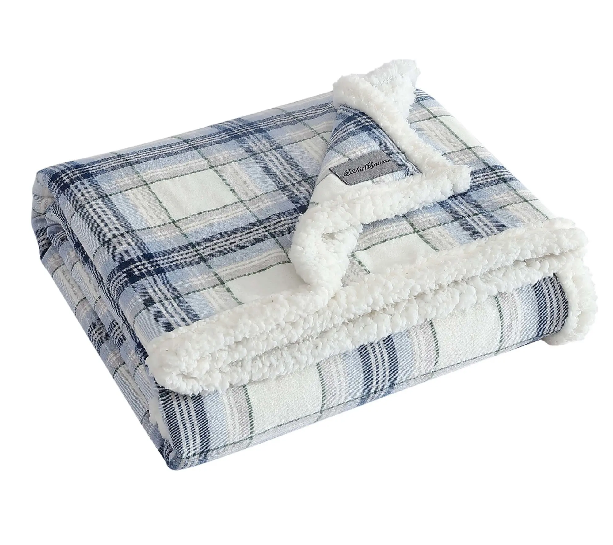 Eddie Bauer Edgewood Plaid Blue Cotton 50"X60" Throw