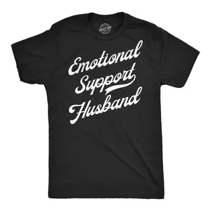 Mens Funny T Shirts Emotional Support Husband Sarcastic Graphic Tee for Men Mens Funny T Shirts Cool Vintage Fashion T-Shirt Gift Classic Menswear Funny mental health Short Sleeve Novelty Tees for Guys Black -
