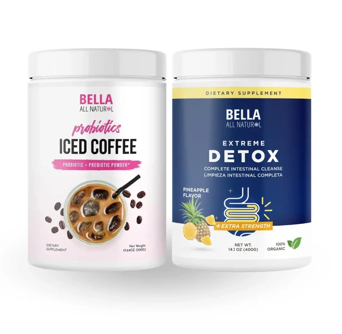 Bella All Natural Piña Powder and Probiotics Iced Coffee Duo