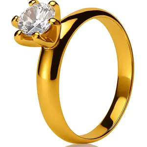 Golden Promise Solitaire Ring 18k Gold-Plated Brillant crystal