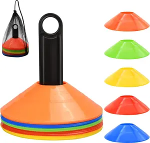25 Pack Disc Cones - Agility Training Cones with Carry Bag & Holder, Multi-Color Sports Cones for Soccer, Football, Basketball, Coaching, and Practice