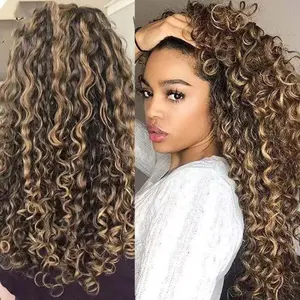 Small Volume Wound Tube Afro Long Curly Wig Highlight Small Volume Long Curly Hair Fashion Wig
