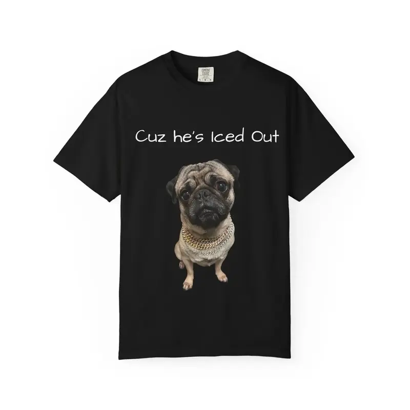 Men's Roodabeguh Cuz Hes Iced Out Graphic Print Cotton T-Shirt, All Season, Double Stitching, Machine Washable