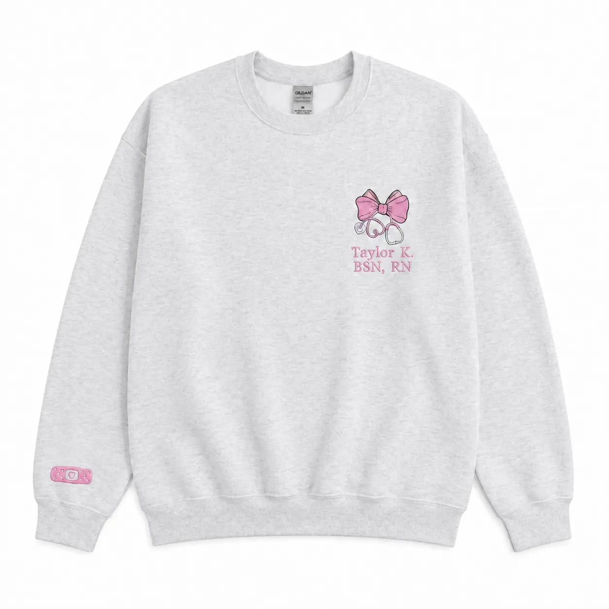 Custom Embroidered Title Nursing Sweatshirt With Name – Gift for Nursing Assistant or Students, Personalized Crewneck for Nurses, Doctors and Healthcare Workers