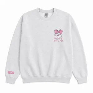 Custom Embroidered Title Nursing Sweatshirt With Name – Gift for Nursing Assistant or Students, Personalized Crewneck for Nurses, Doctors and Healthcare Workers