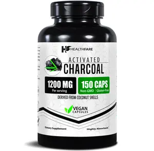 HealthFare Activated Charcoal Capsules 1200 mg | 150 Vegan Capsules | Coconut-Sourced Charcoal | Natural Internal Cleanse Support | Non-GMO & Gluten-Free | Made in USA