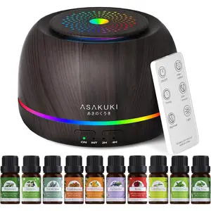 Ellipse Essential Oil Diffuser with 10 Oils Set, 5 in 1 Ultrasonic 300ML Aromatherapy Scent Humidifier Vaporizer with Remote Control, Timer, Auto-Off-Black