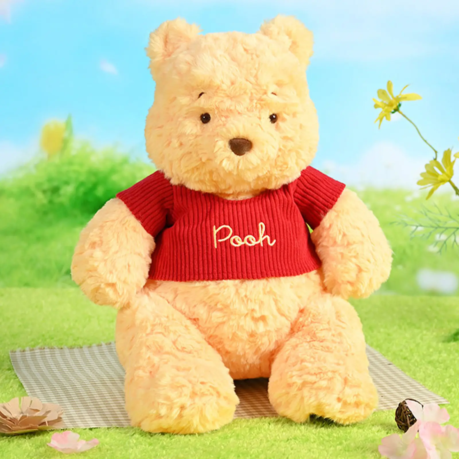 Disney 100th Anniversary Winnie the Pooh Plush Toy - 11" Ultra-Soft & Squishy Fluffy Teddy Bear Stuffed Animal, Cute Room Decor, Aesthetic Birthday Gift for Kids, Teens, Disney Lovers & Collectors