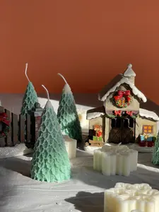 Christmas Tree All Natural Soy Pillar Wax Decorative Candle Winter Christmas