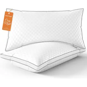 Bed Pillows Standard Size Set of 2, Luxury Gusseted Pillows for Neck and Shoulder, Side Back Stomach Sleeper Pillow, Cozy Night 18"X24"