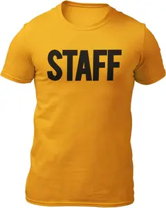 Men's Staff T-Shirt Screen Print Tee (Staff BB, Gold & Black)