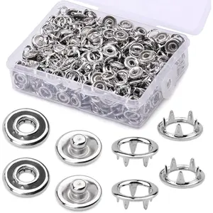 150 Sets Snap Button, 9.5mm Metal  Snaps Buttons for Sewing and Crafting, Open Prong Snap Button Snap Fasteners Kit for Jeans, Fabric, DIY Craft, Clothing Fasteners