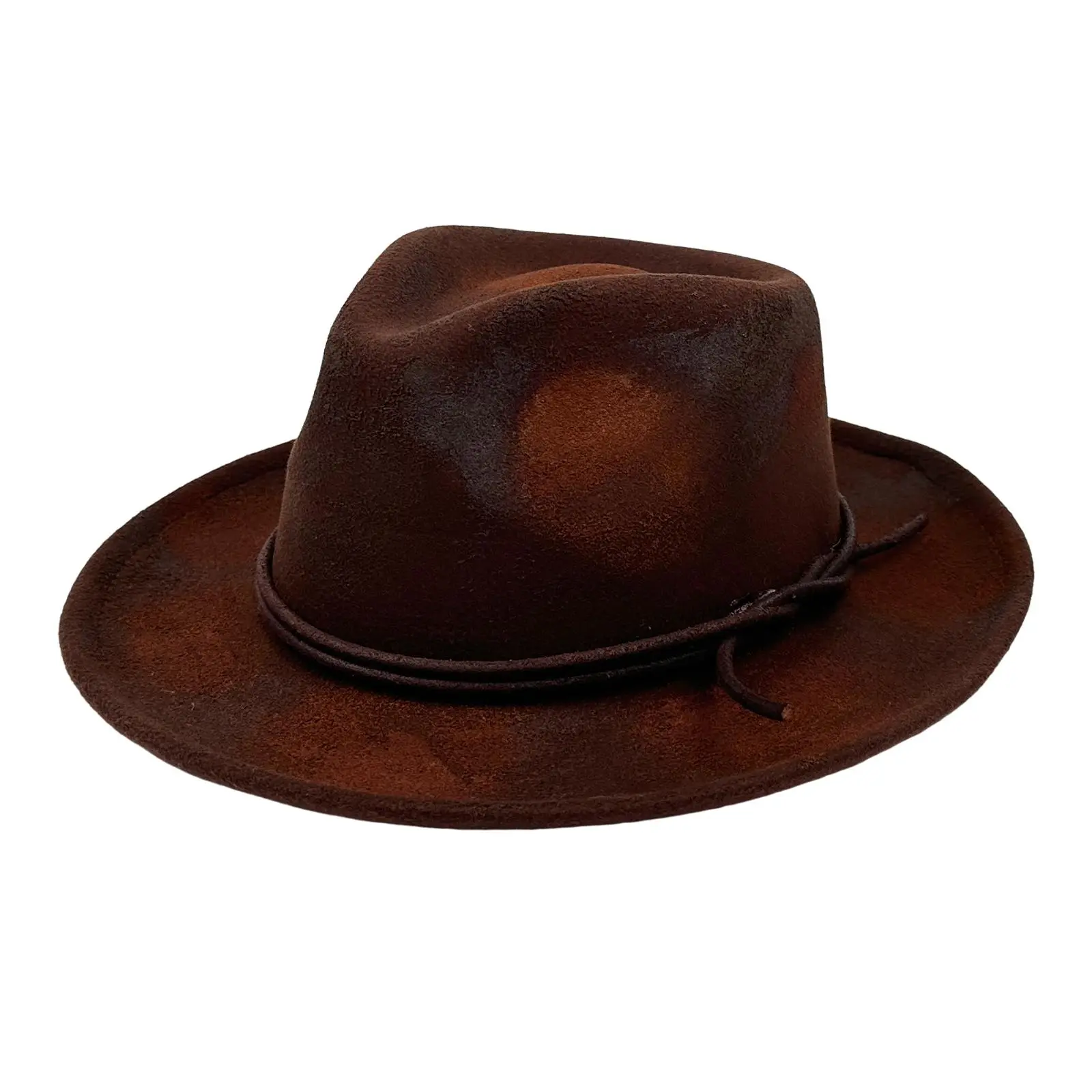 OIDEA Unisex Vintage Western Cowboy Fedora Hat - Wide Brim, Distressed Faux Felt Band, Retro Outback Sun Hat with Unisex Size Fit, Distressed Band