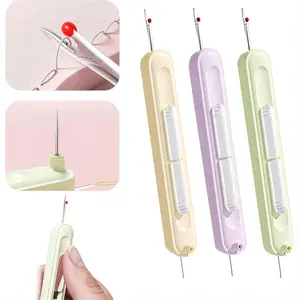 3 Pack Needle Threader, 2025 Upgraded Plug-in 2 in 1 Needle Threader Seam Ripper Tool, Stretchable Remover Tool for Hand Sewing, Knitting, Cross Stitch, Embroidery, Thread Removal (3color)