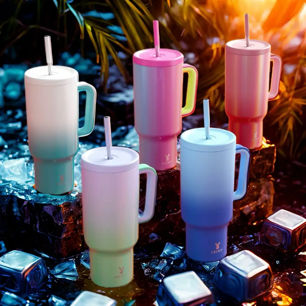 Meoky 40oz Stainless Steel Tumbler - LOCAL DELIVERY Flasks Bottled Mug Water Bottles