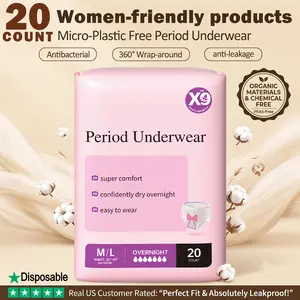 X9 Disposable Period Underwear, 20 Count High-Waist Overnight Menstrual Pants, Micro-Plastic Free & PFAS-Free, Maximum Absorbency for Heavy Flow & Postpartum Protection, Hypoallergenic, Unscented