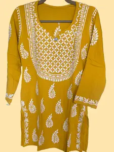 LUCKNAWI EMBROIDERY SHORT TOP