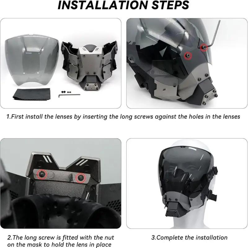 Full Face Mask, Double Sided Breathable Tactical Mask, Party Cosplay Mask, Festival & Party Supplies