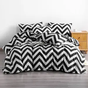 [Memorial Day Sale]Bedsum Microfiber Ultra Soft Chevron Printed Duvet Cover Set with Zipper and Corner Ties