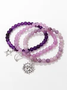 Sun & Moon & Star Design Beaded Bracelet, Fashionable Elastic Bracelet for Women & Men, Trendy All-match & Exquisite Jewelry for Birthday Gift, Stackable Bracelets