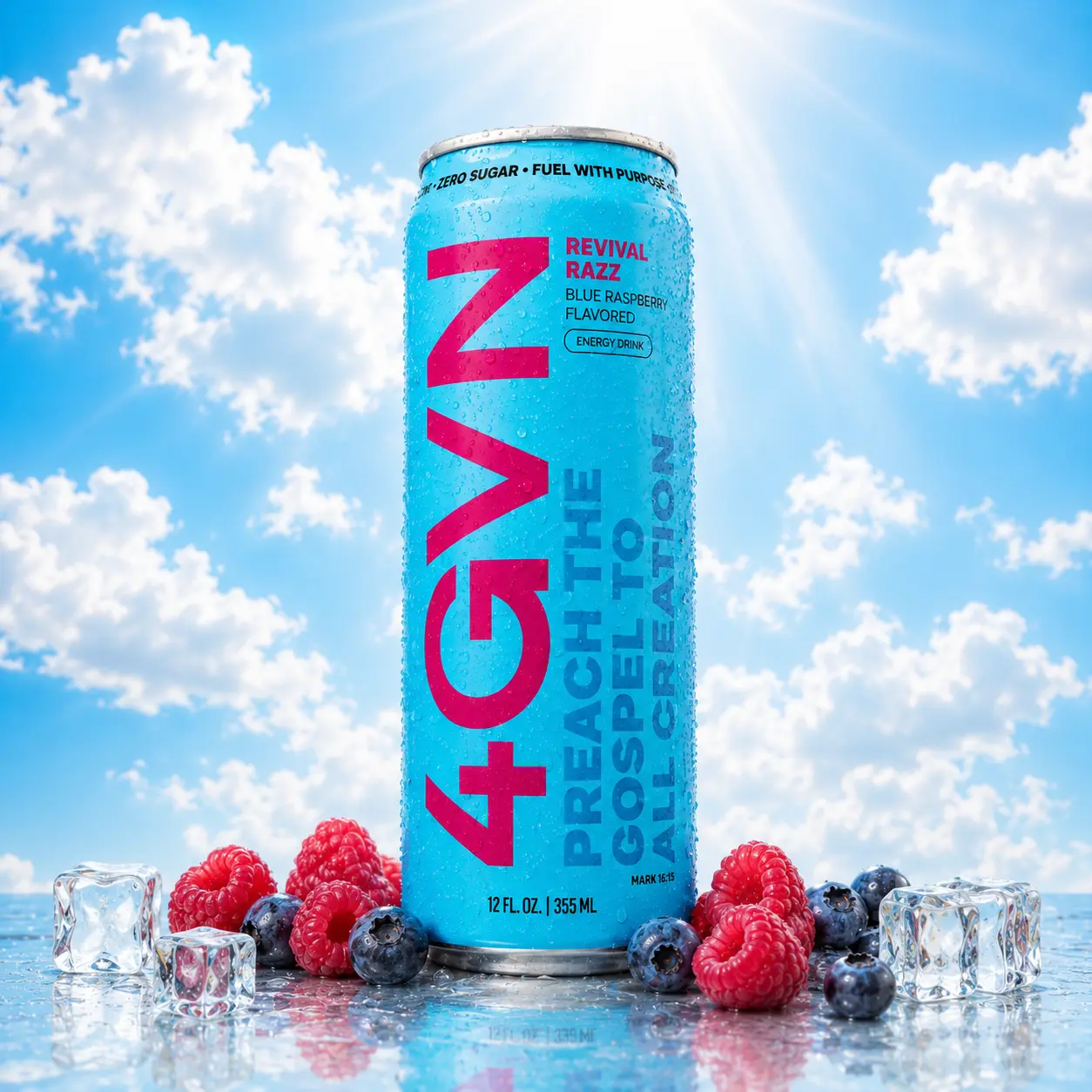 Revival Razz - Blue Raspberry 4GVN Energy Drink | Zero Sugar | 200mg Caffeine Beverage