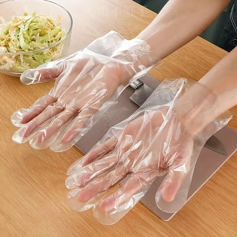 100/300-piece Transparent Disposable Gloves, PE Film Gloves, Multi-purpose Kitchen Supplies