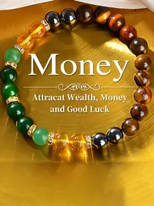 Wealth Crystal Bracelet, Jade Pendant Necklace, Tiger's Eye Bead, Money Attraction, Feng Shui Bracelet, Exquisite Bracelet: Align your energy with abundance, attracting good fortune and wealth. Birthday Jewelry Gift.