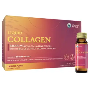 Vitamin World Crystal Clear Fish Collagen,Boosts Hydration& Strengthens Skin Barrier,Supports HeeHair, Skin, & nails