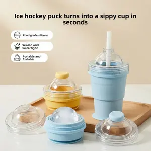 2-in-1 Collapsible Silicone Cup & Ice Ball Maker – Your Ultimate Summer Travel Essential