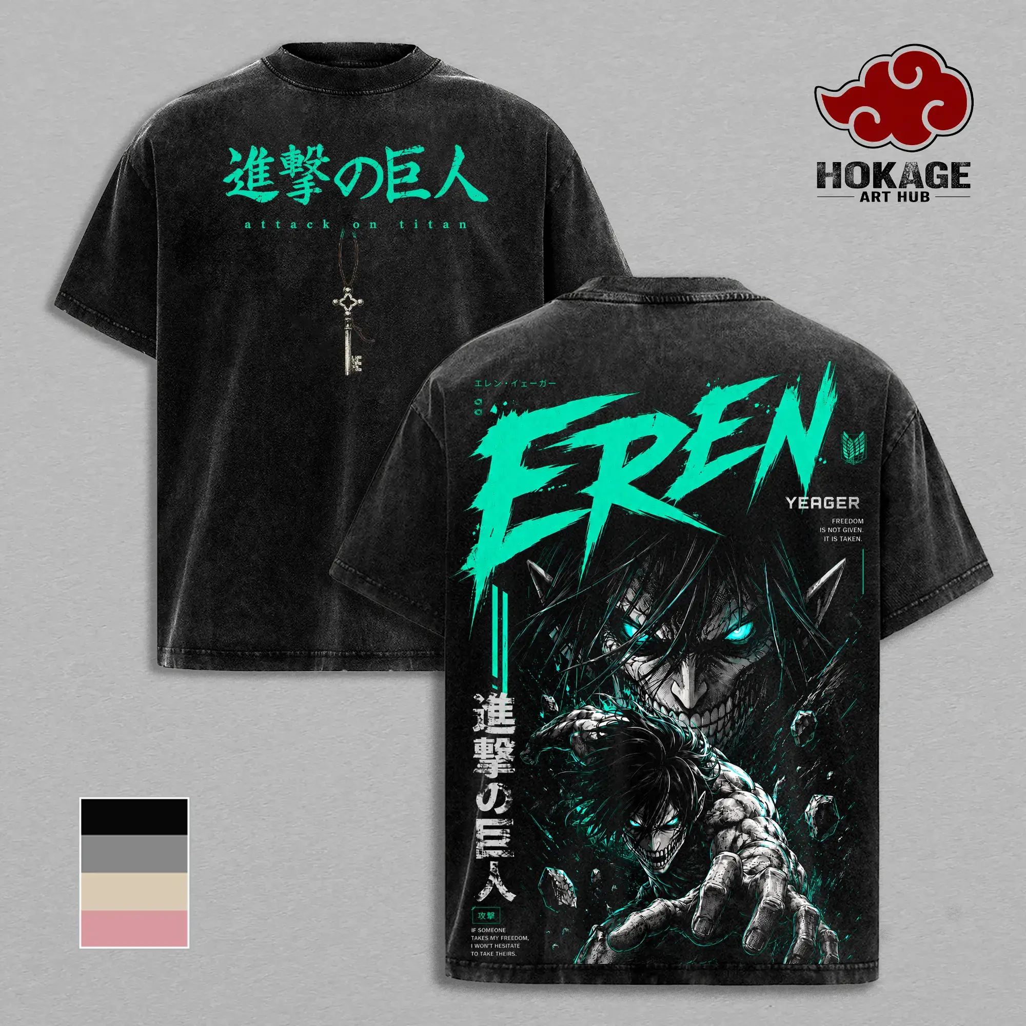 Eren Yeager Attack on Titan T-Shirt, Founding Titan Anime Graphic Tee, Back Print Vintage 90s Anime Shirt, Graphic Tees Men, Trendy Tshirts, Men's T Shirts, AOT Streetwear, Unisex Cotton Distressed Tee, Merch For Men, Men Fashion Graphic Tee