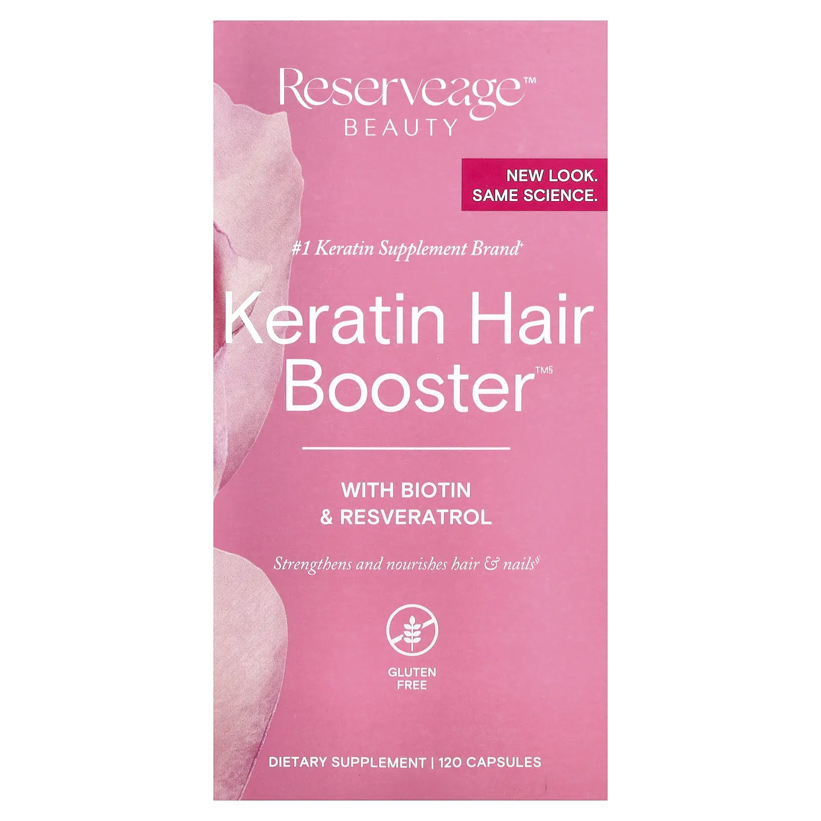 Reserveage Beauty Keratin Hair Booster with Biotin & Resveratrol, 120 Capsules
