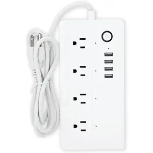 VCOOL Smart Powerstrip, WiFi Smart Surge Protector with On/Off Light Indicators, 4 USB Ports & 4 AC Outlets,Compatible with Alexa & Google Home for Voice and Remote Control & Timer Schedule - White power extension cord powerstrip plug strip