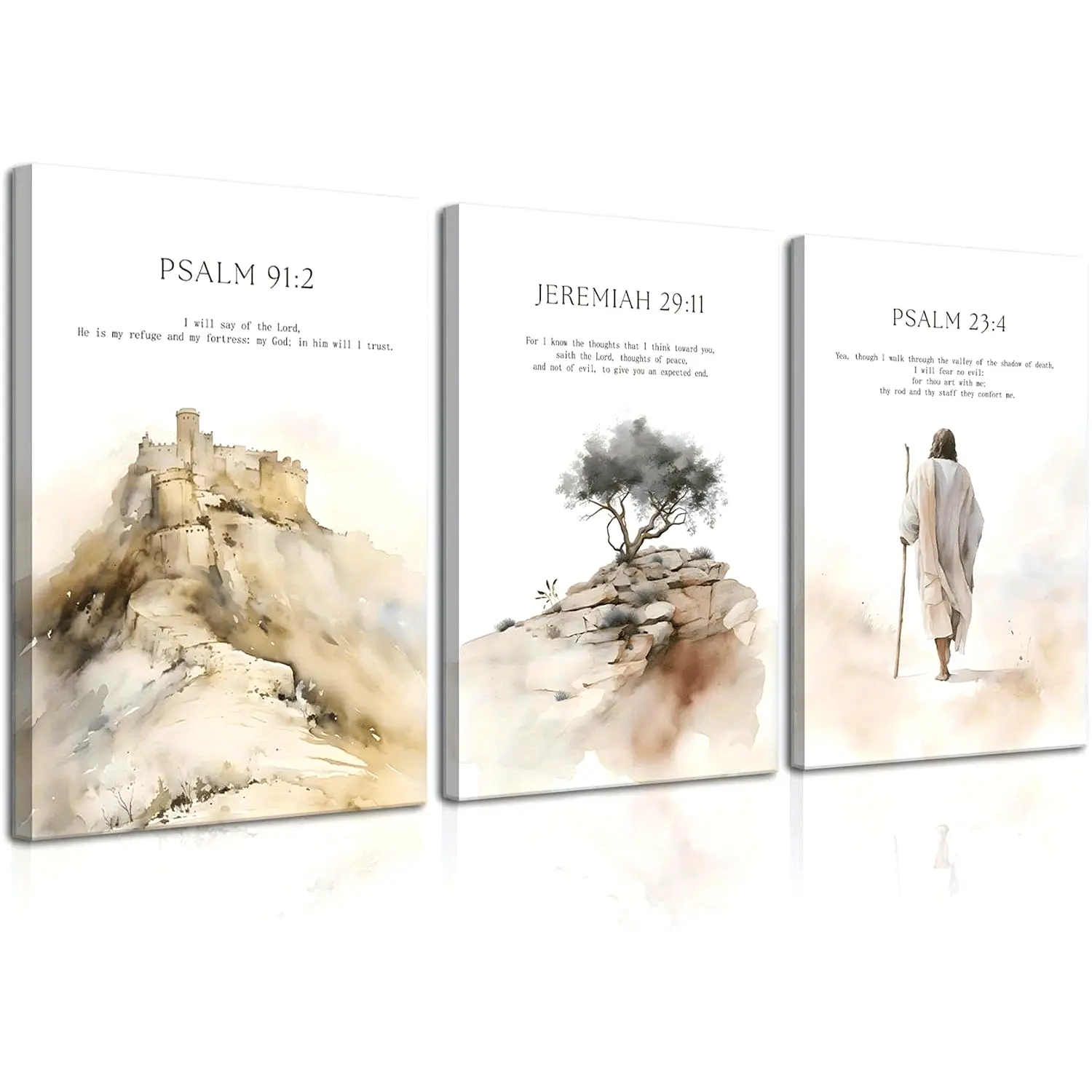 3-Piece Artistic Canvas Print Wall Art - Creative Design, Bible Verse Quotes, Religious Graphic Prints, Home Decor Decoration Items for Living Room, Bedroom, Creative Design Print, Quotes Print