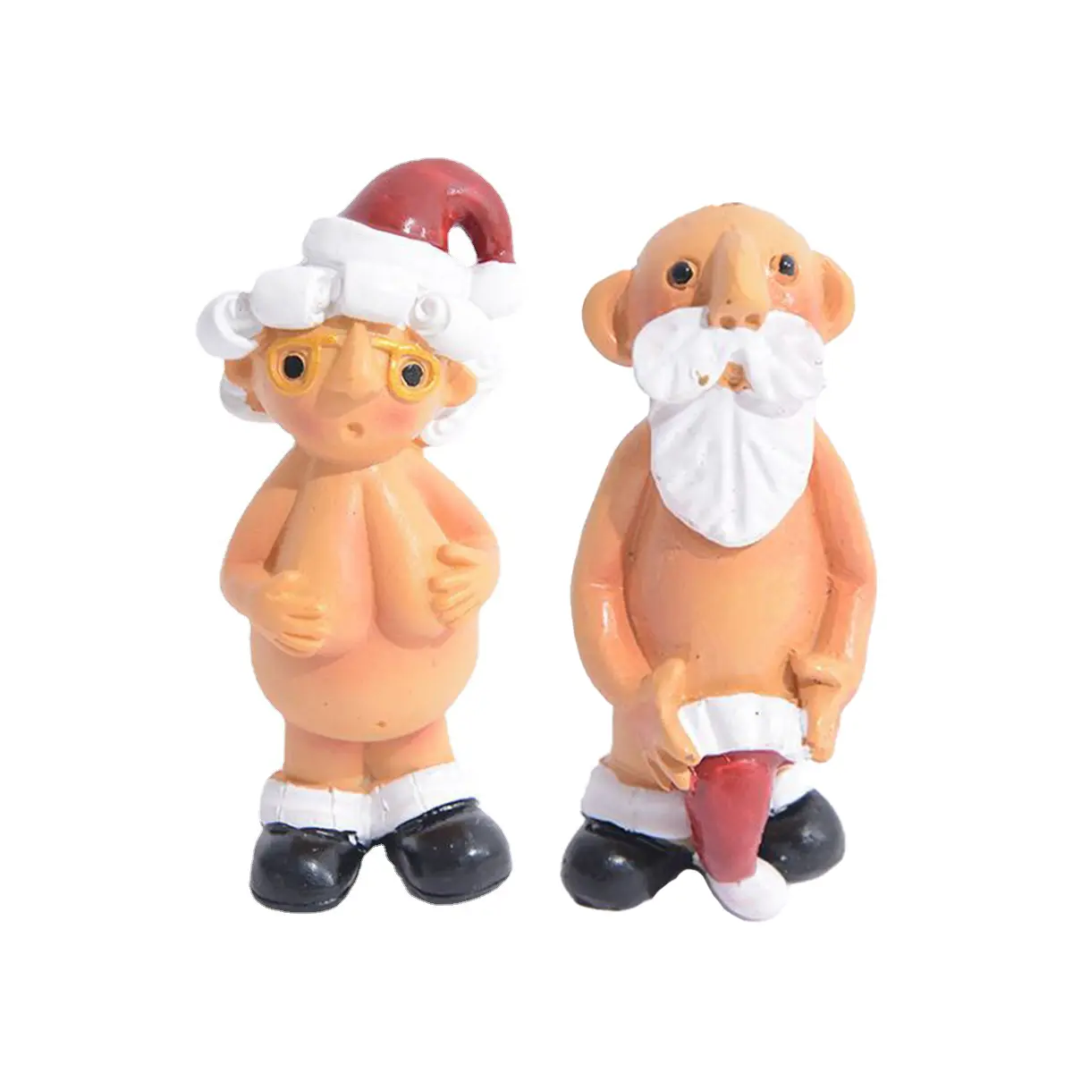 Naughty Naked Santa Couple Resin Figurines, Funny Rude Christmas Ornaments, Novelty Xmas Tree Decor, Gag Gift